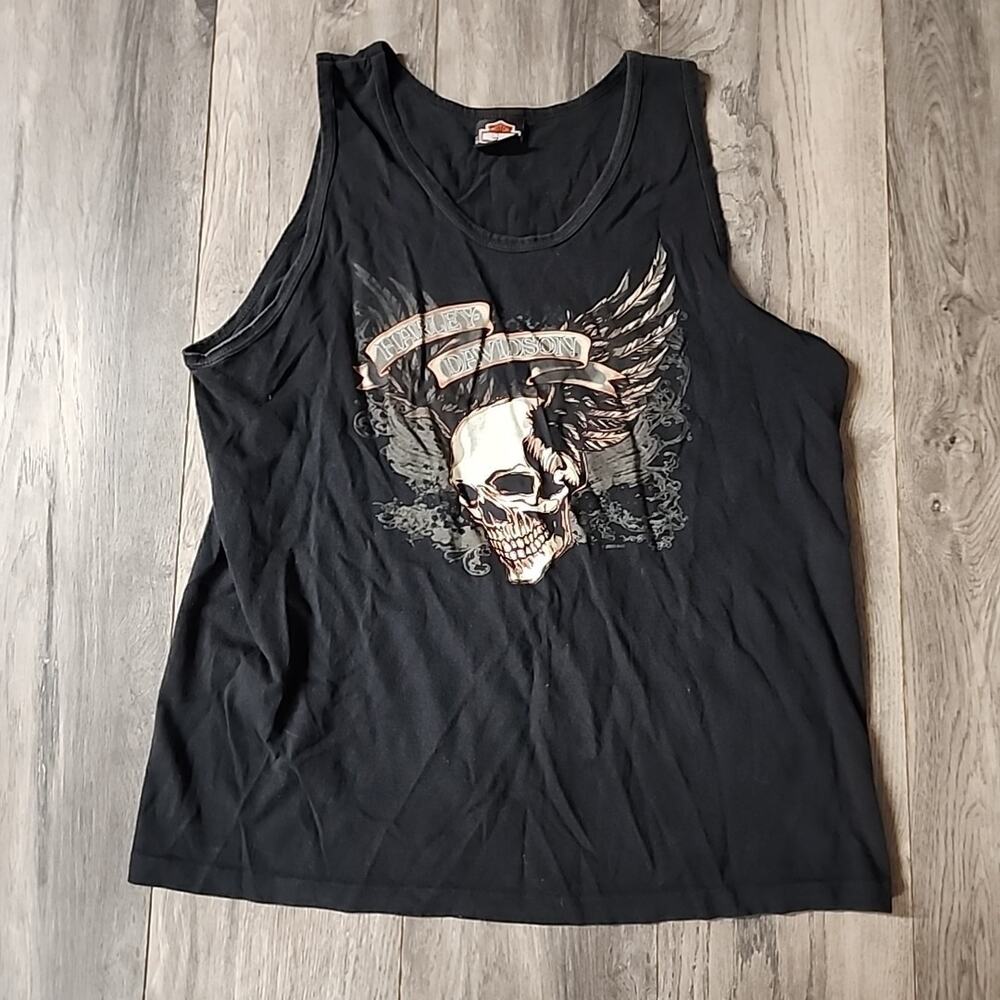 HARLEY DAVIDSON Motorcycles Grand Long Island NY Black Tank Top SIZE L